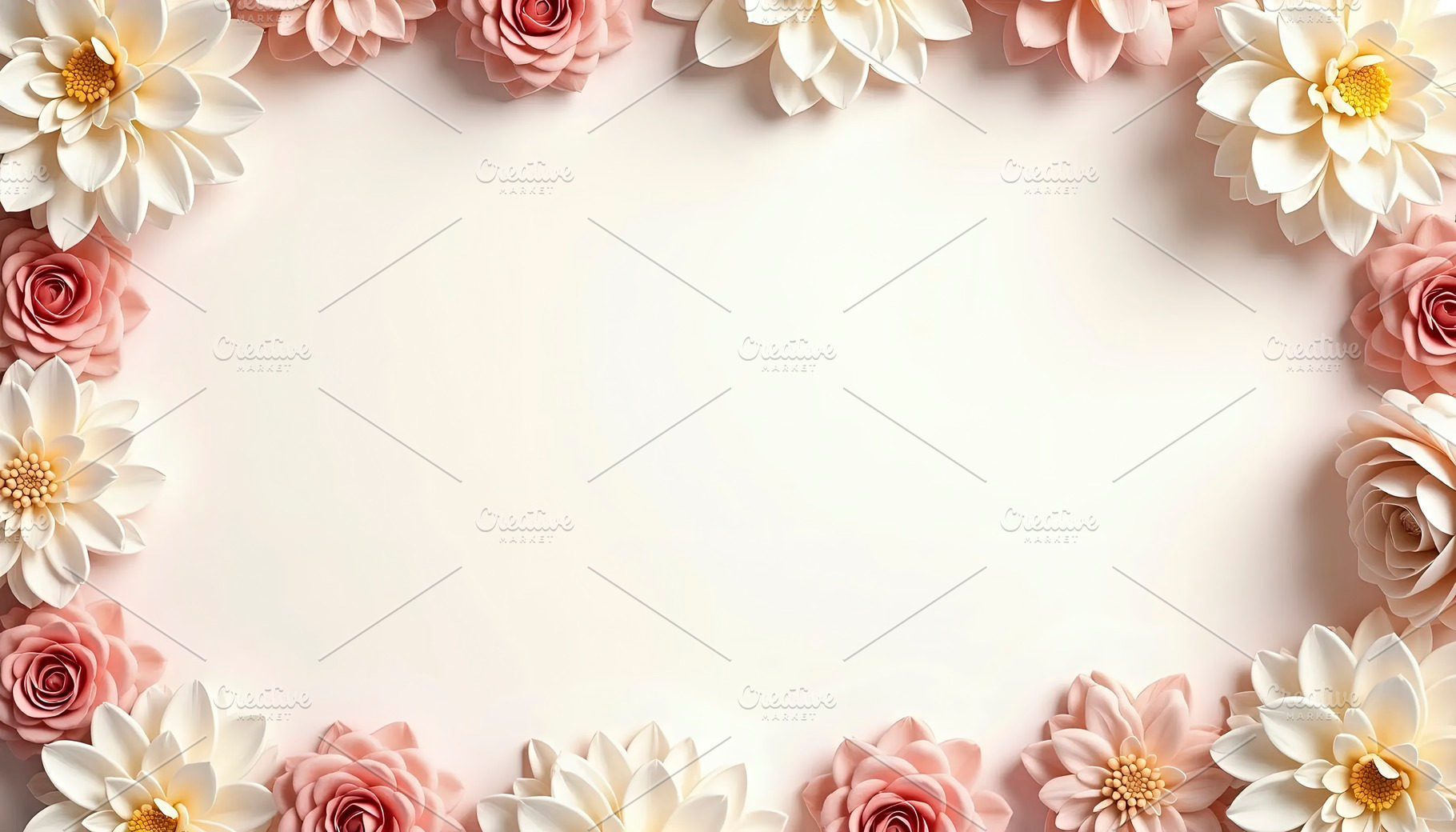 Beige And Dusty Rose Floral Frame, a Photo by LOGOCREATIVE