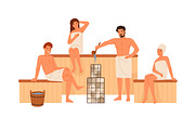 People relax in sauna set, a Person Illustration by Good Studio (Thumbnail 6 of 7)