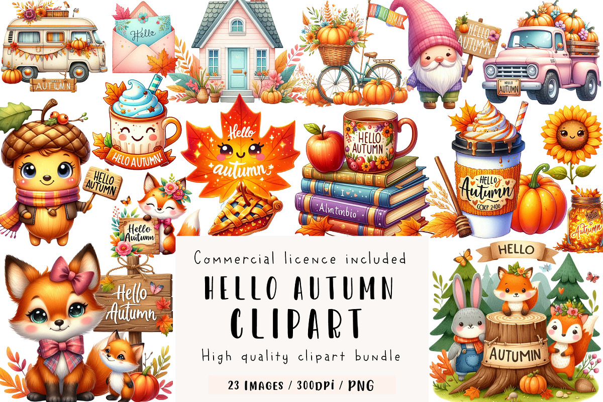 Hello Autumn Clipart, an Illustration by CreationArt (Photo 1 of 9)