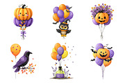 Whimsical Halloween Balloon Clipart, a Seasonal Illustration by Creative Art (Thumbnail 5 of 7)