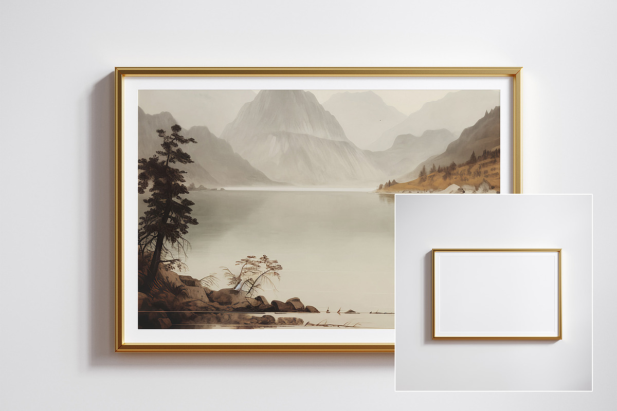 Golden frame mockup close up, an Advertising Mockup by Artjafara (Photo 5 of 5)