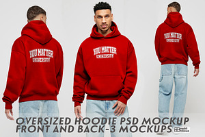 3 Oversize Hoodie PSD Mockups