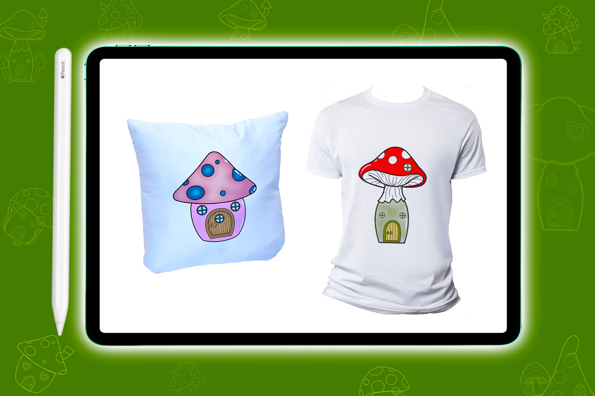 Mushroom House Modern Fairy Brushes Stamp Procreate Stickers