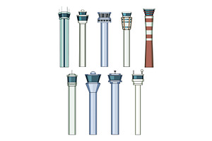 Collection of modern airport control, a Transportation Illustration by pikepicture