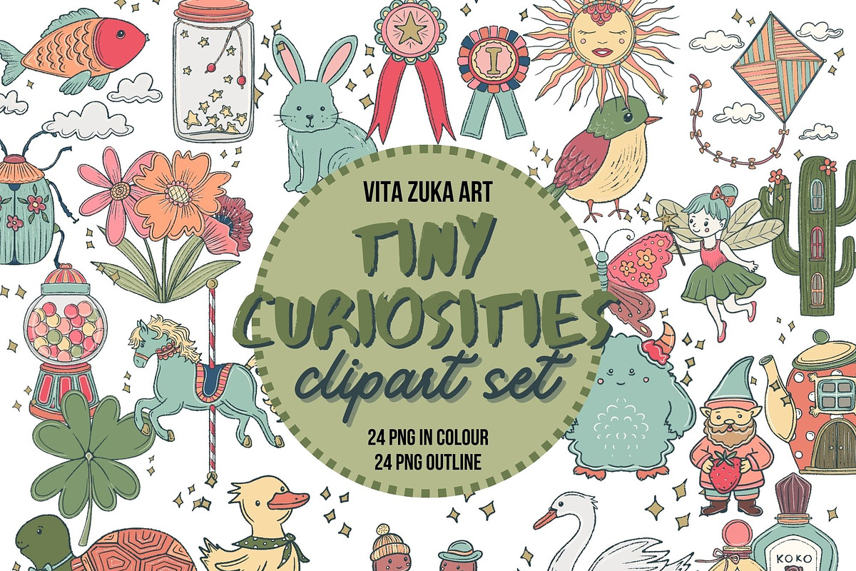 Tiny Curiosities Whimsical Clipart, an Illustration by Vita Zuka Art (Photo 1 of 8)