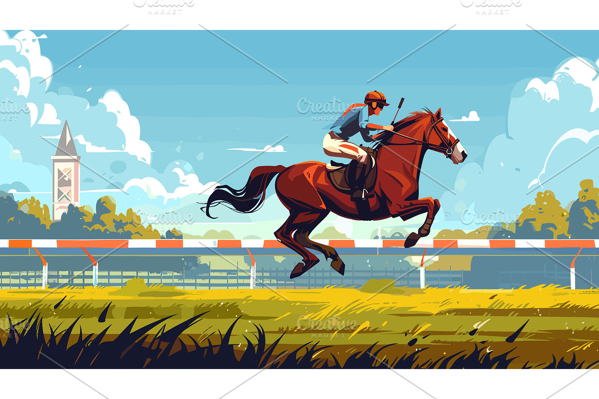 Horse with Rider Running Through the, a Sport Illustration by LadadikArt
