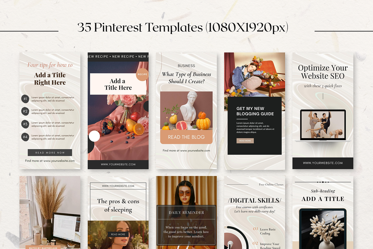 Minimalism Pinterest Canva Bundle, a Social Media Template by DesignbySamVN