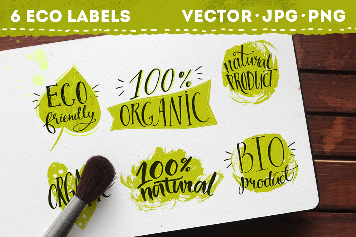Eco labels with hand lettering, a Food Illustration by Anna's Creative Store (Photo 1 of 2)