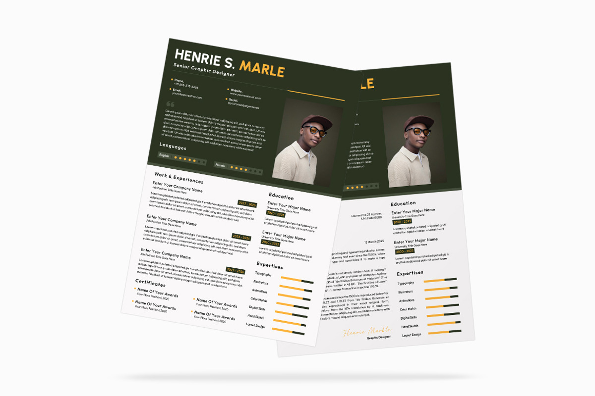 Green Abstract Background Resume, a Resume Template by iDoodle Studio (Photo 4 of 4)