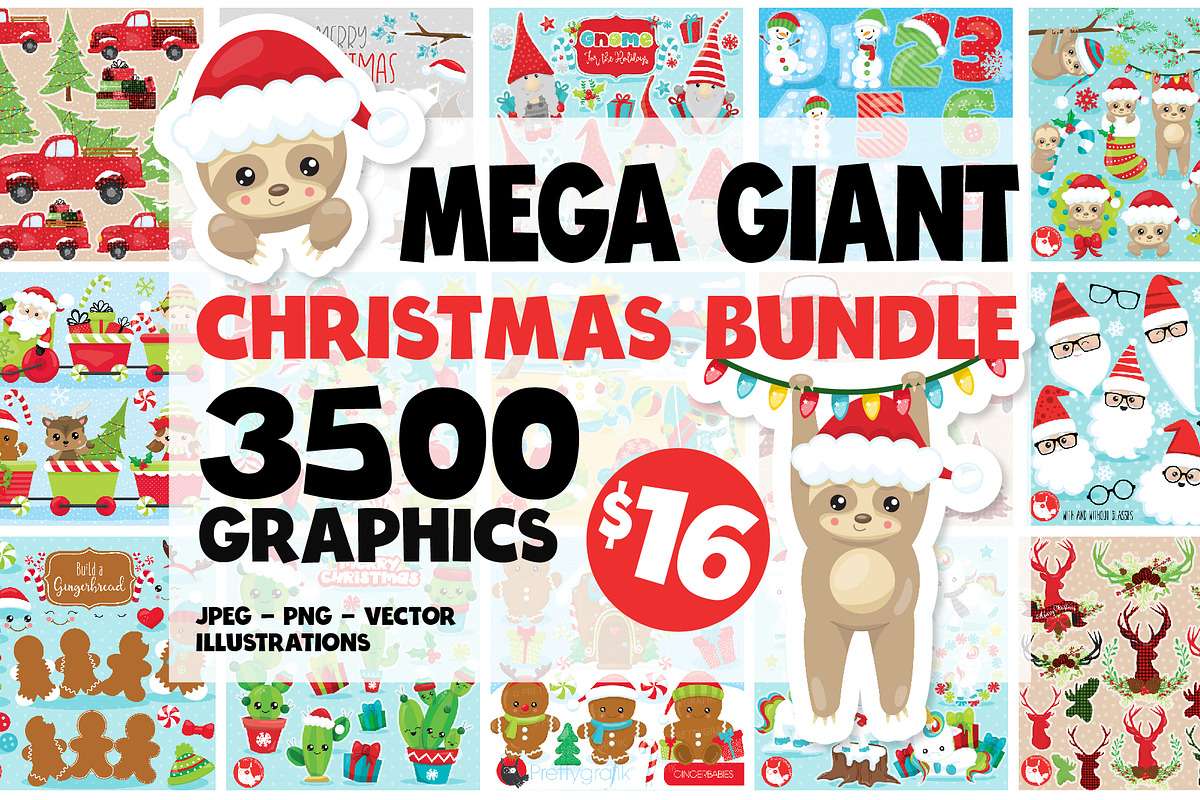 Mega Christmas Bundle -3500 graphics, an Illustration by PrettyBundles (Photo 1 of 13)