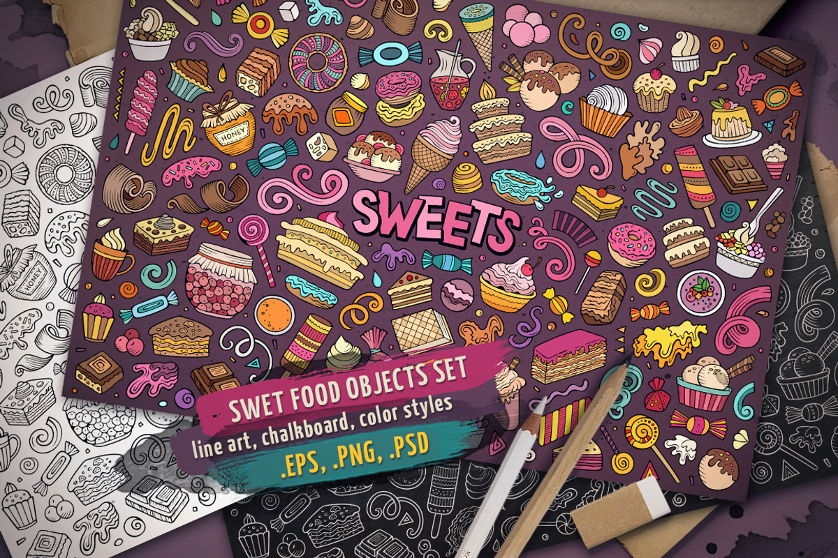 Sweets Objects & Symbols Set, a Food Illustration by BALABOLKA