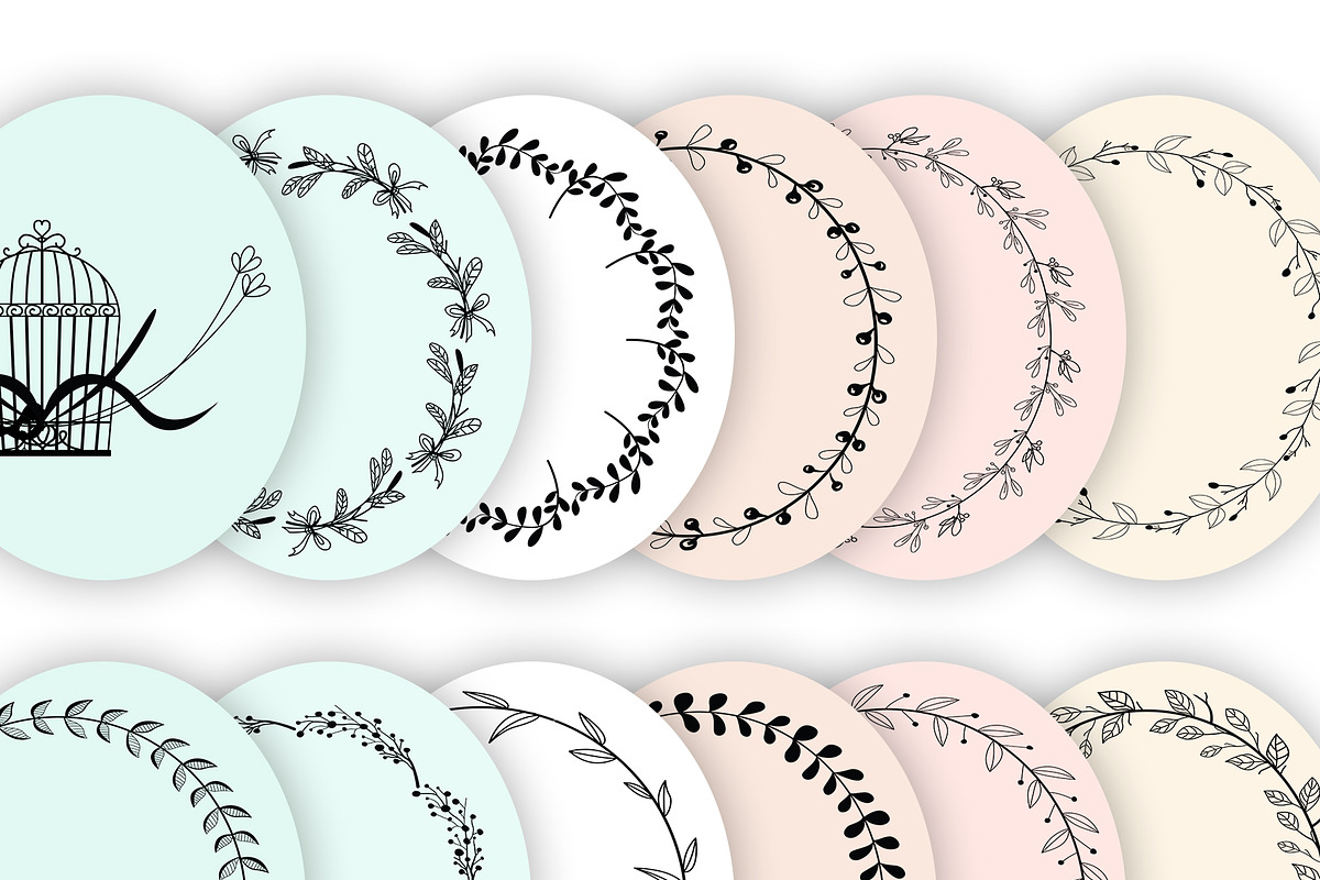 110+ Hand Drawn Wreaths Collection, a Decorative Illustration by Pixavics (Photo 3 of 8)