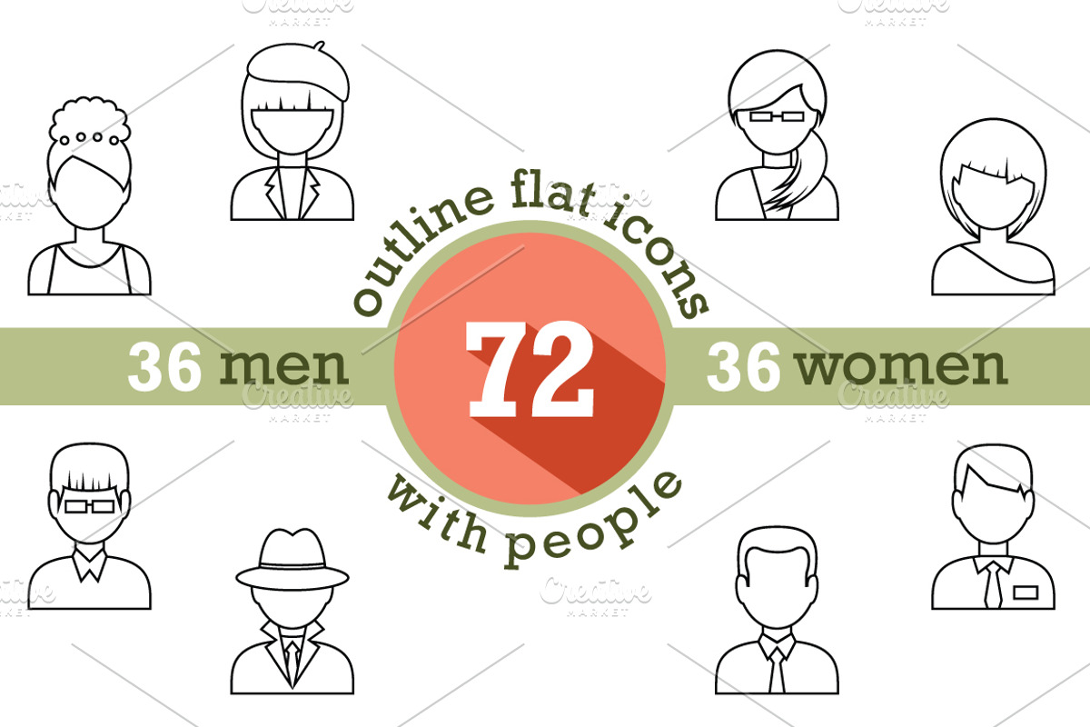 People outline avatar icons, an Outline Icon by Gurza SHOP (Photo 1 of 3)