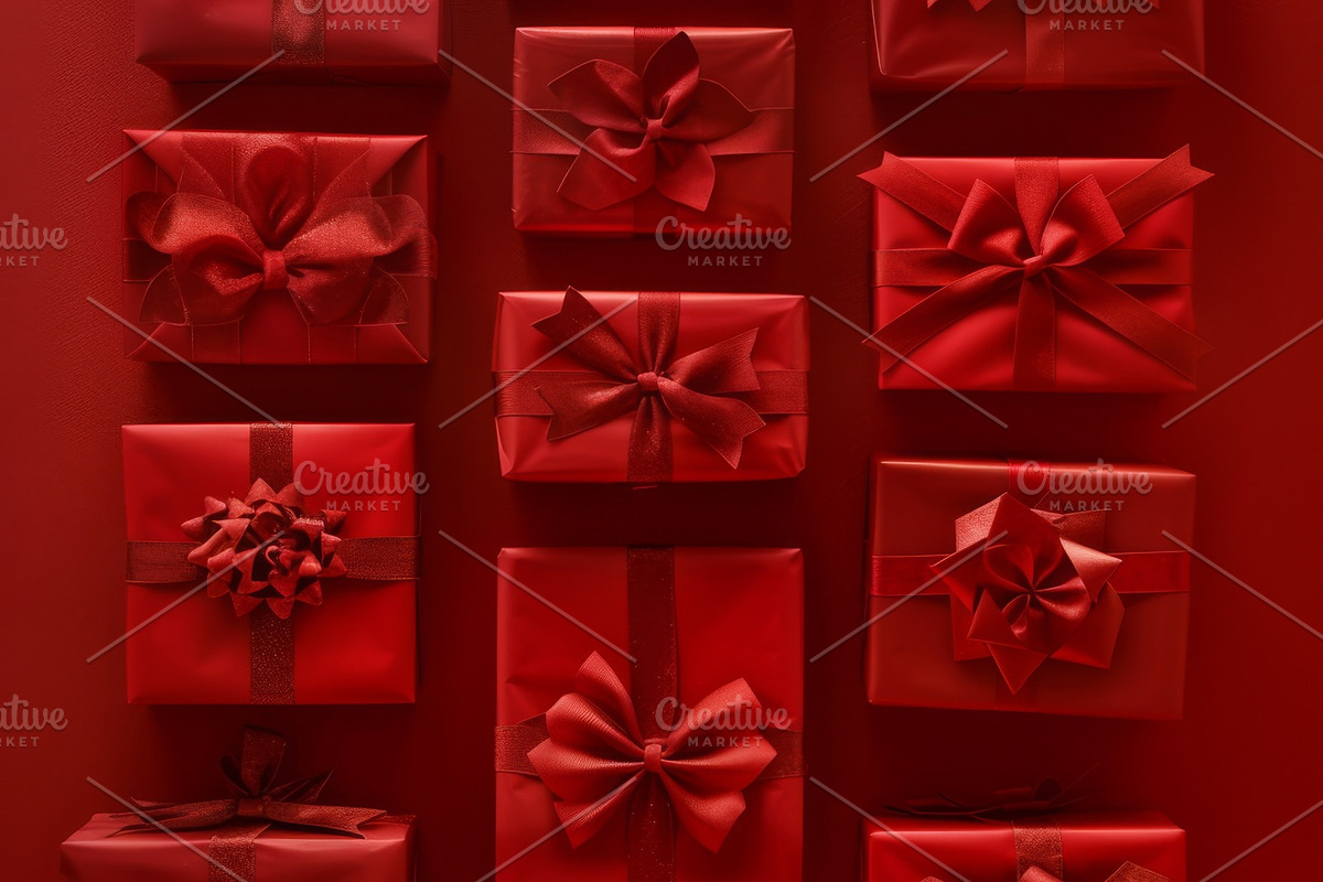 86 Gift boxes with ribbons and bows, a Holiday Photo by Handmadefont (Photo 74 of 90)