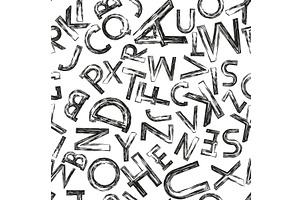 Graphic black pattern with letters, a Pattern Graphic by RODINA