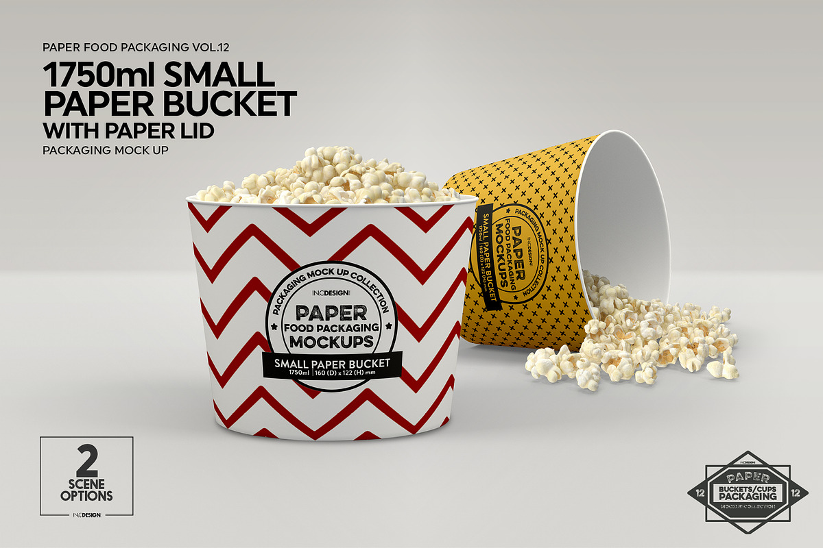 Small Paper Bucket Paper Lid Mockup, a Cups & Container Mockup by INCDesign