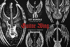 10 Bundle Dark Art Guitar Wings, an Illustration by Morspective