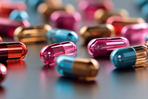 Close up on colorful metallic pills, a Health & Medical Photo by MistyDay