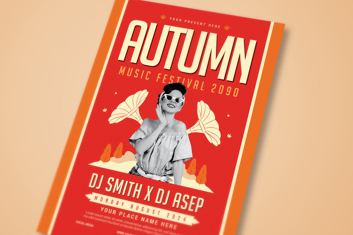 Red Autumn Music Fest Flyer, a Flyer Template by megarez (Photo 2 of 3)