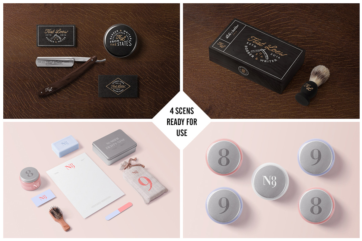 Barber & Cosmetics Branding Mock-Up, a Product Mockup by forgraphic™ (Photo 4 of 4)