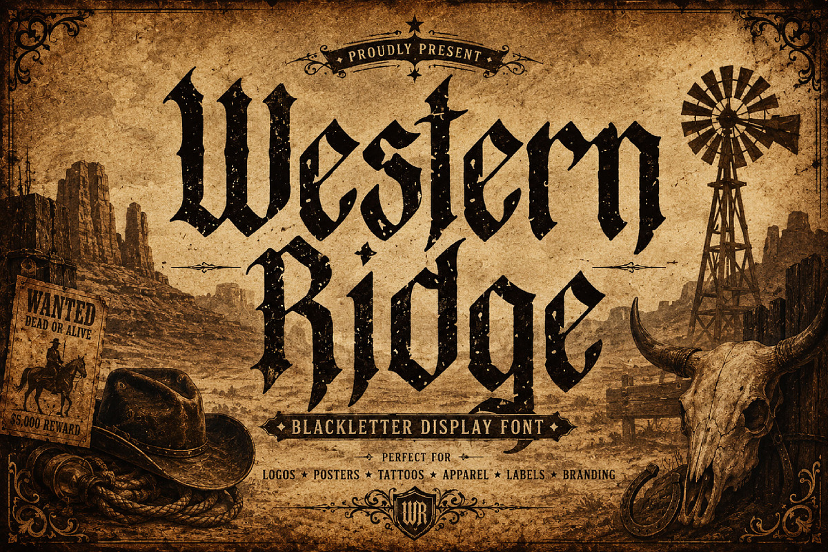 Western Ridge, a Blackletter Font by Wow Magic (Photo 1 of 6)