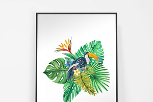 TROPICAL Watercolor Clip Art Pack