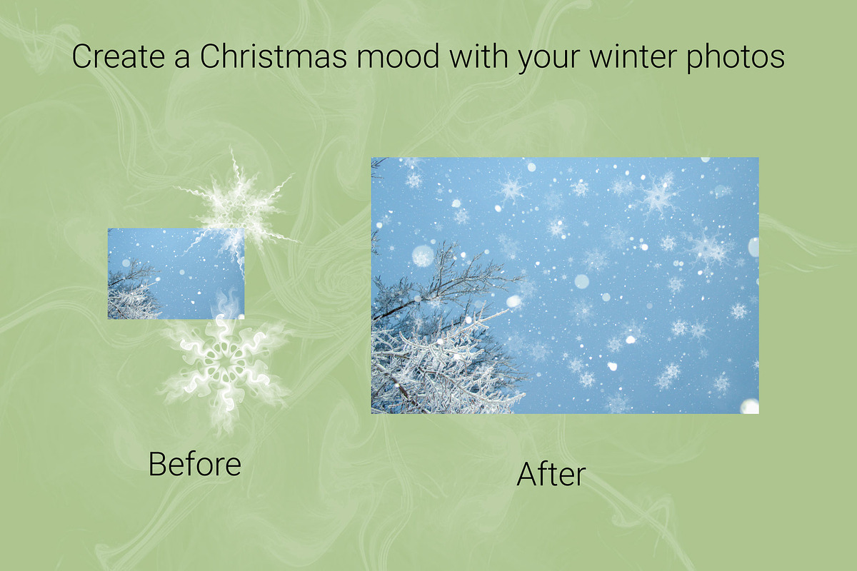 Snowflakes photoshop brush, a Brush Add-On by Olga Basheva (Photo 4 of 7)