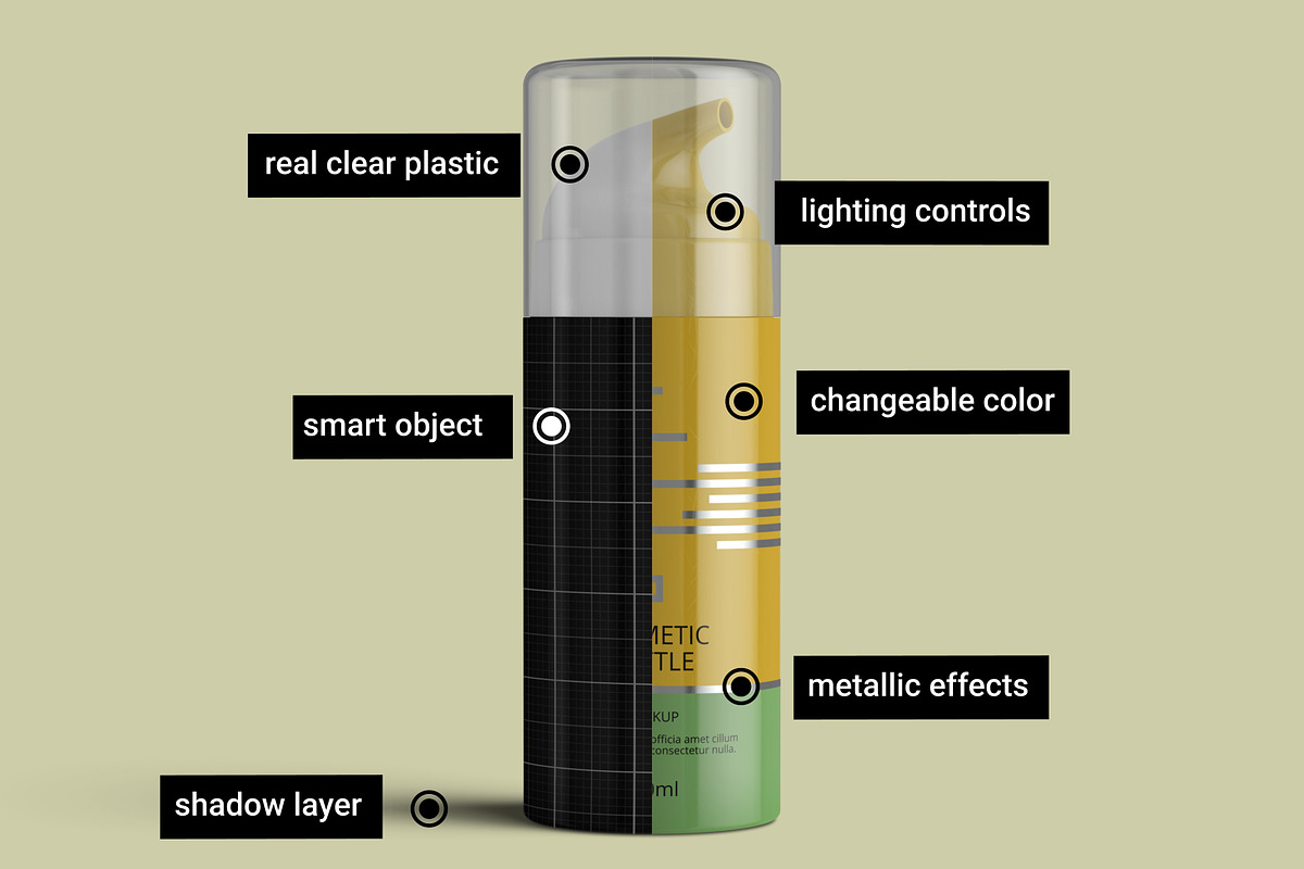 Airless Pump Cosmetic Bottle Mockup, a Cups & Container Mockup by Digitalphaser (Photo 2 of 5)