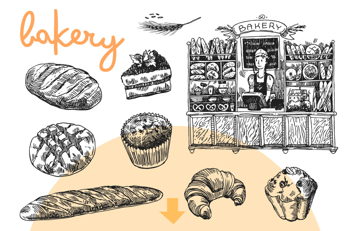 BIG set of food sketches, a Food Illustration by Steshnikova (Photo 4 of 16)