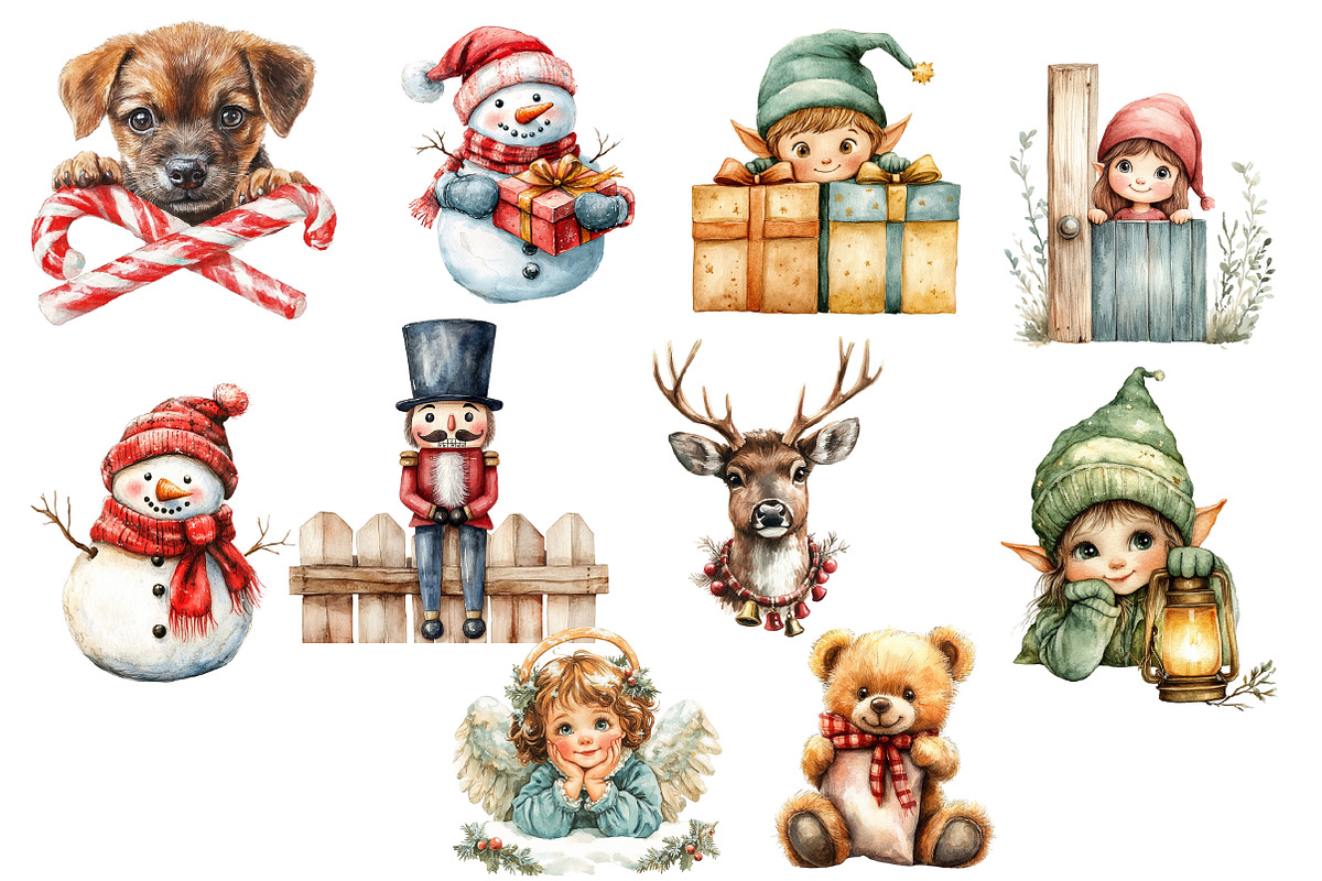 Retro Christmas Peeking Clipart, an Illustration by Daily.Designs (Photo 3 of 3)
