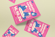 Blue Pink Birthday Party Invitation, an Invitation Template by graphicook (Thumbnail 4 of 6)