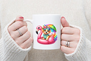 Summer Baby Dogs on Flamingo Clipart, a Graphic by SinaCreation (Thumbnail 4 of 4)
