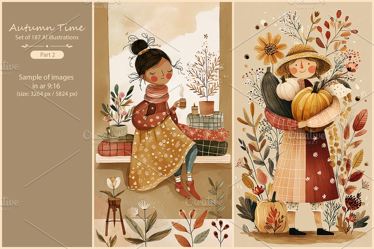 Autumn Time 4- 187 AI illustrations, a Seasonal Illustration by Pundateam (Photo 2 of 7)