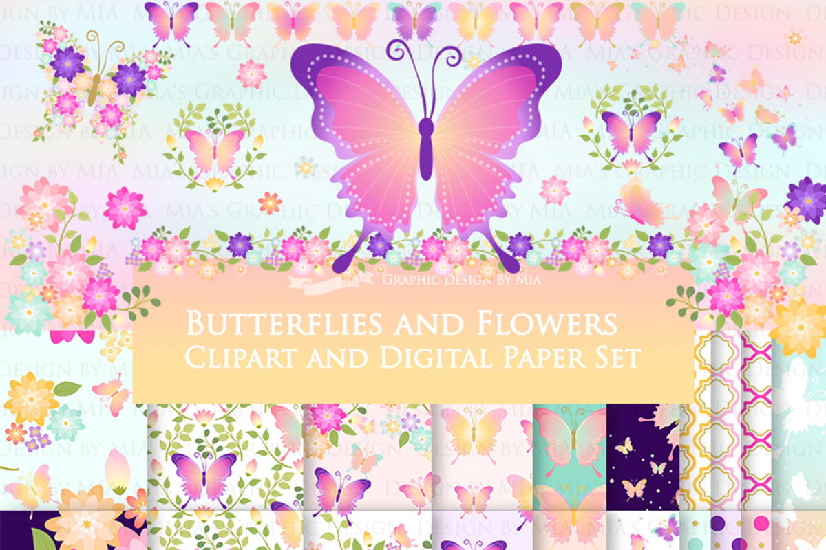 Butterflies and Flowers, an Illustration by Mia's Graphic Design (Photo 2 of 11)