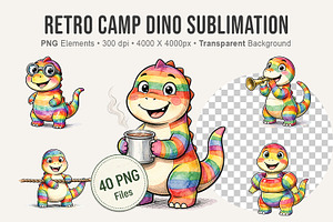 Retro Camp Dino Sublimation, an Illustration by Artnoy