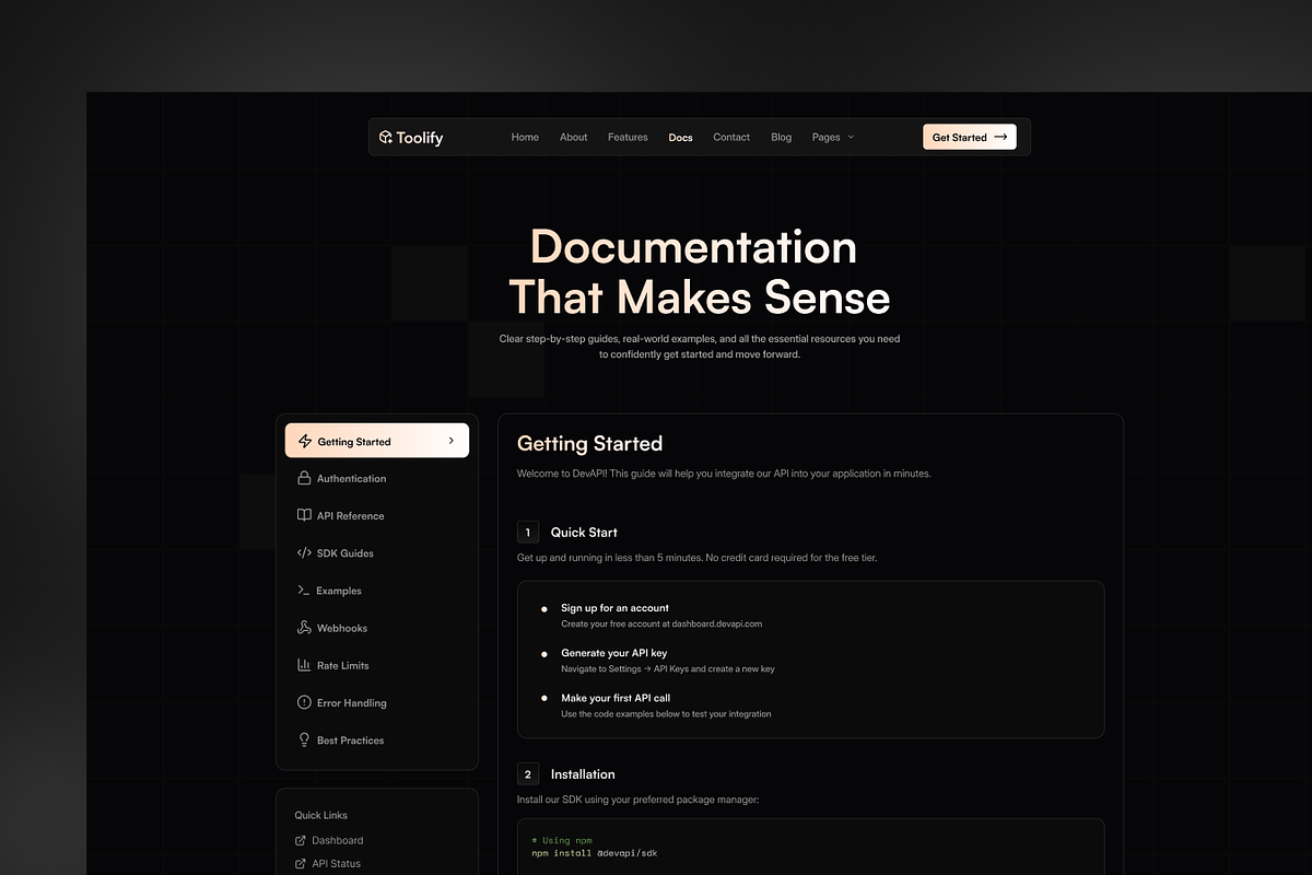 Toolify - AI Developer HTML Template, a HTML Template by TNCFlow (Photo 2 of 5)