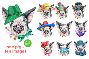 Cute watercolor pig, an Animal Illustration by Watercolor fantasy