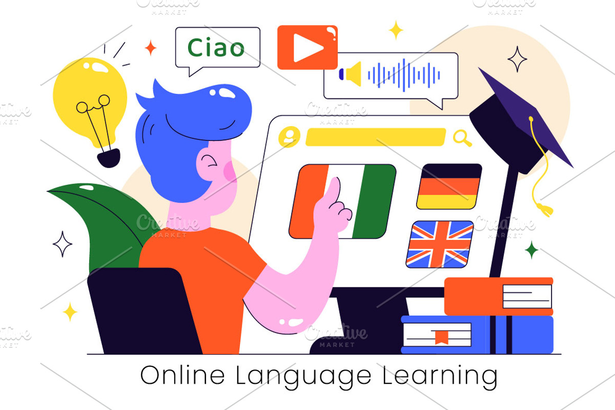10 Online Language Learning, an Education Illustration by denayunebgt (Photo 4 of 4)
