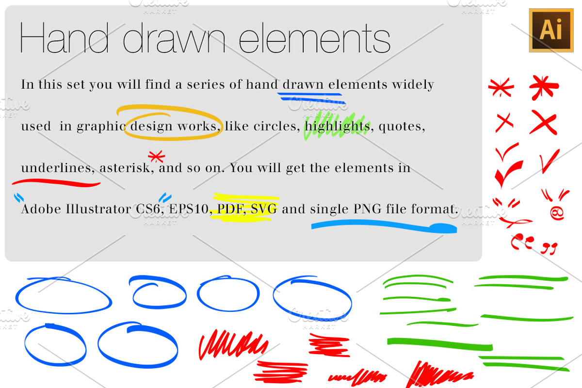 Hand drawn elements, an Object Graphic by Illusiongraphic