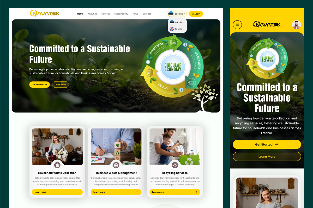 Waste Management & Recycling UI, a Landing Page Template by Trushit's Shop (Photo 1 of 3)