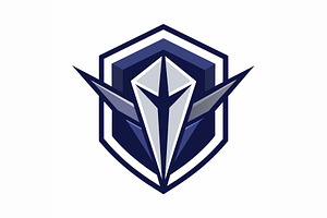 A white and blue emblem featuring a, a Graphic by Iftikhar Alam