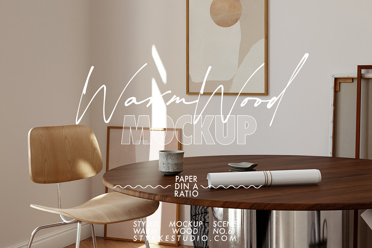WARM WOOD | Art Studio Frame Mockup, a Household Mockup by Stykke Studio (Photo 1 of 6)