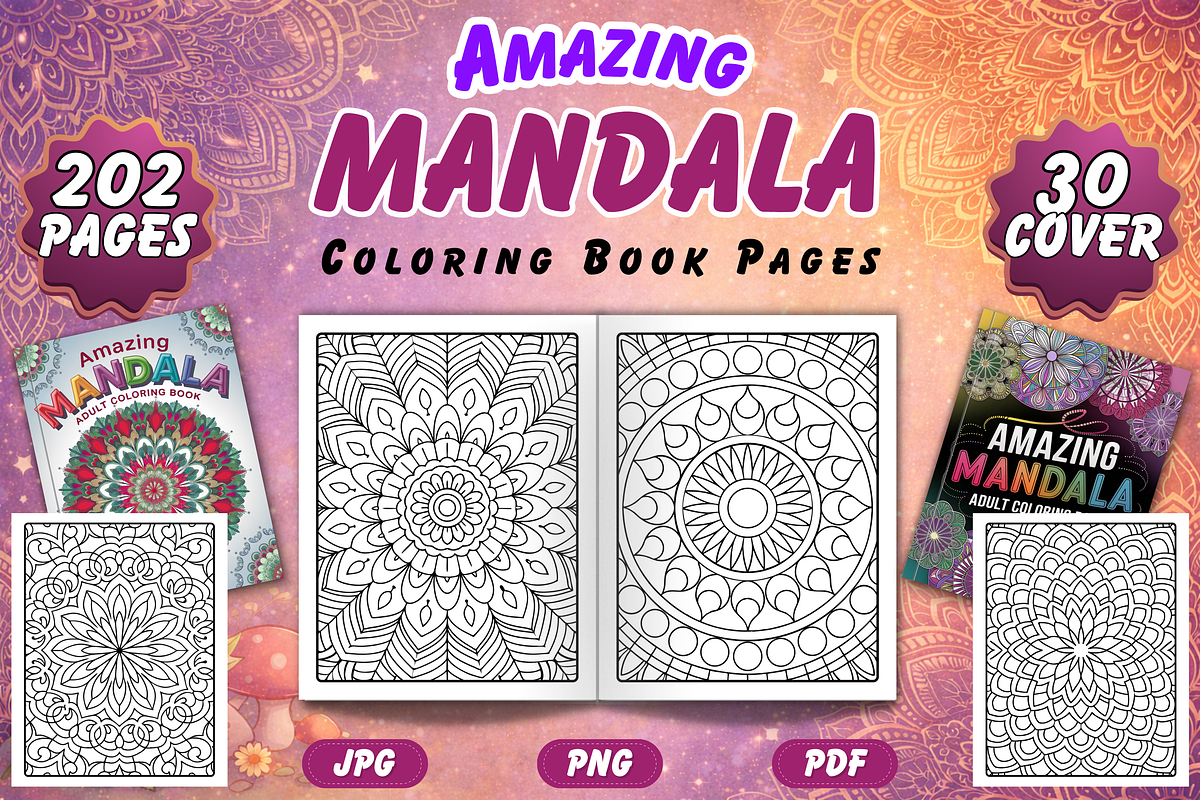 Amazing Mandala Coloring Book Pages, a Decorative Illustration by Neon Studio (Photo 1 of 3)