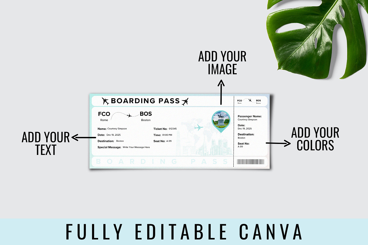 Boarding Pass Canva Template, a Print Template by Snapybiz (Photo 7 of 10)