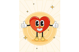 Smiling Heart Cartoon Character