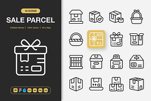 Sale Parcel Icons, an Outline Icon by Spacepixel Creative