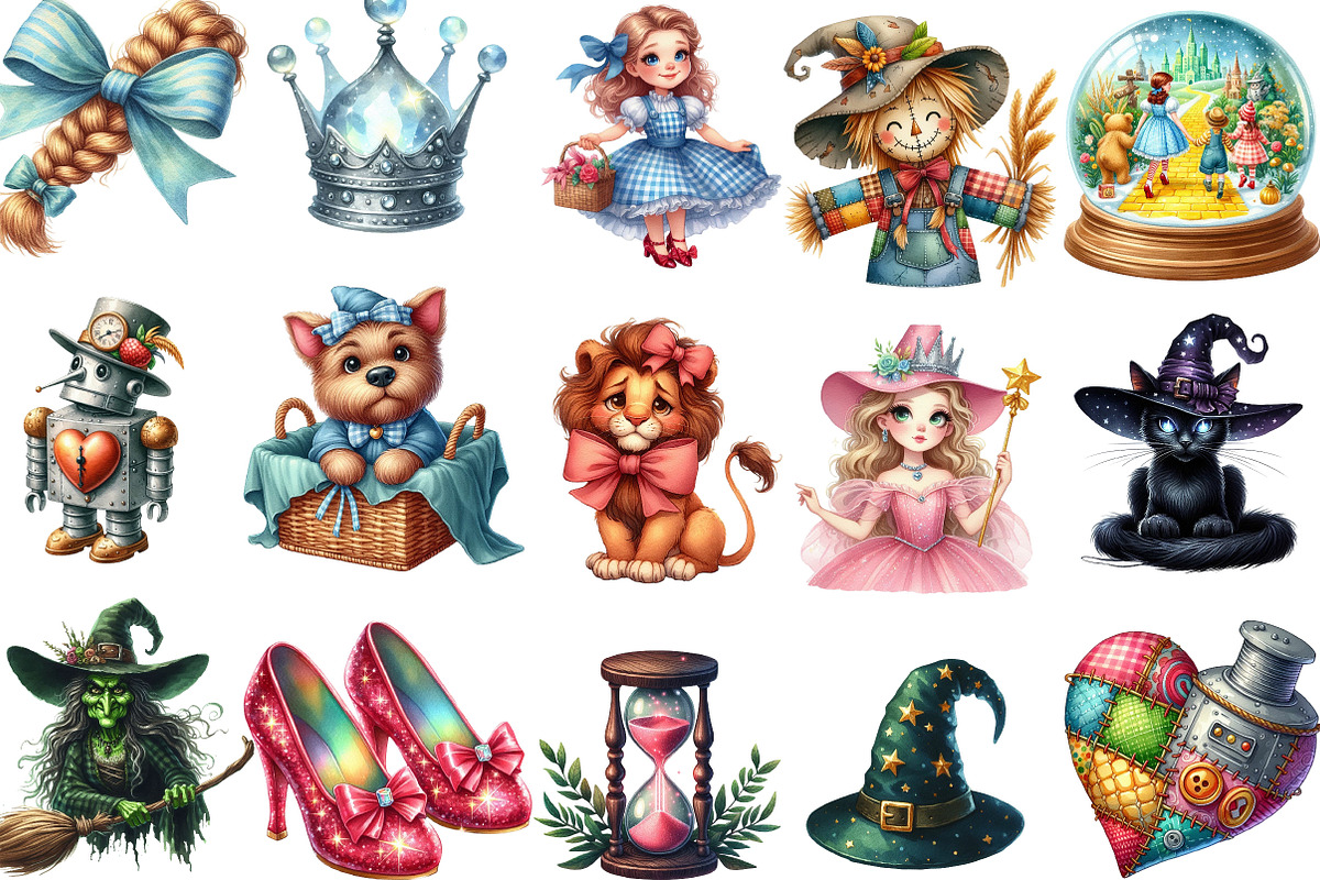 Wizard of Oz Clipart, Dorothy PNG, an Illustration by Designking (Photo 2 of 4)