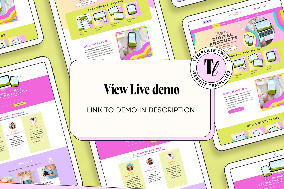 Rainbow Wix Website Template, a Wix Template by Template Twist Shop (Photo 3 of 10)