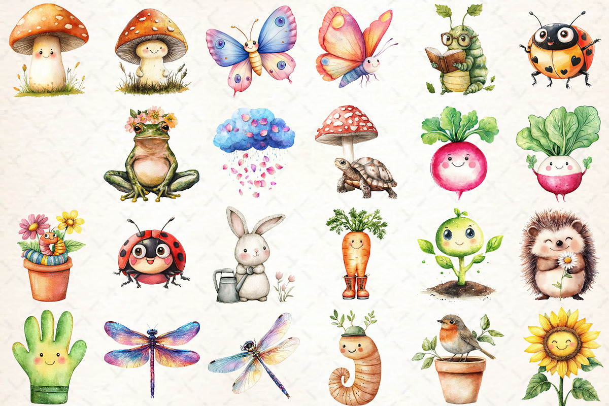 Garden Pals Watercolor Clipart, an Illustration by Libby Wishes (Photo 2 of 7)