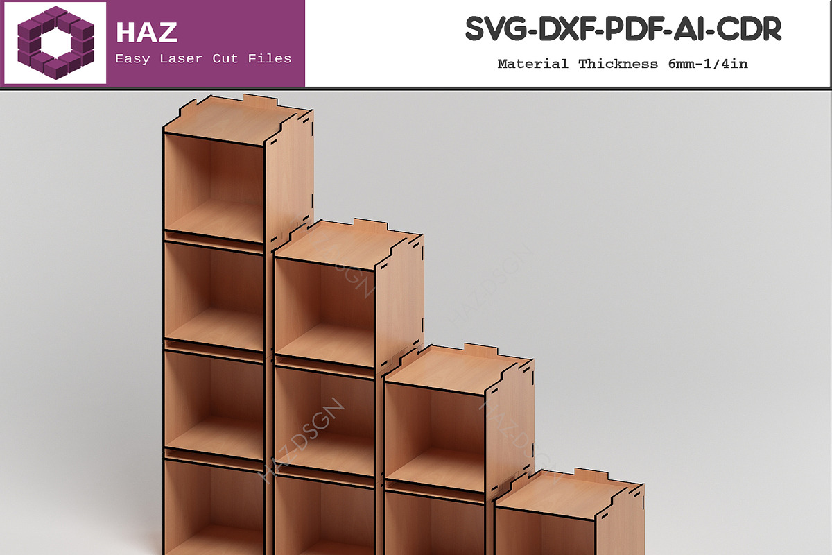 Wood Stackable Box / Stacking Boxes, a Graphic by AtacanDigital